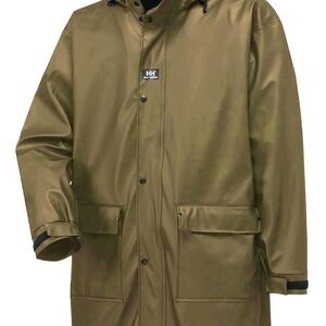 Helly Hansen Men's “Impertech” Long Raincoat (Khaki color, Size Large)